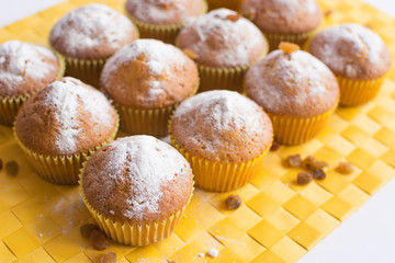 Fresh liver muffins on yellow napkin
