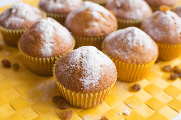 Fresh liver muffins on yellow napkin