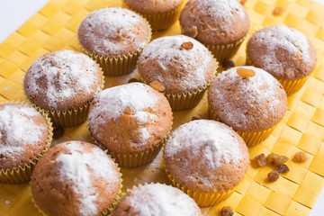 Fresh liver muffins on yellow napkin