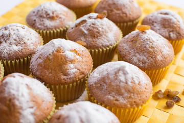 Fresh liver muffins on yellow napkin