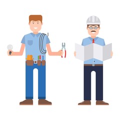 Worker man vector character.
