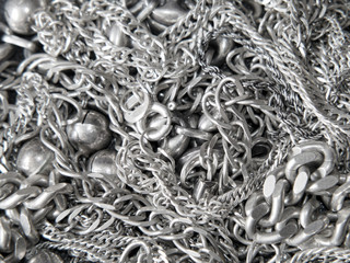 silver chains background, silver jewelry