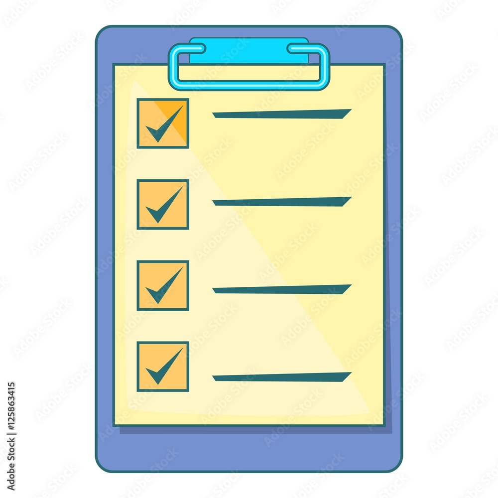 Poster clipboard check list icon. cartoon illustration of check list vector icon for web design