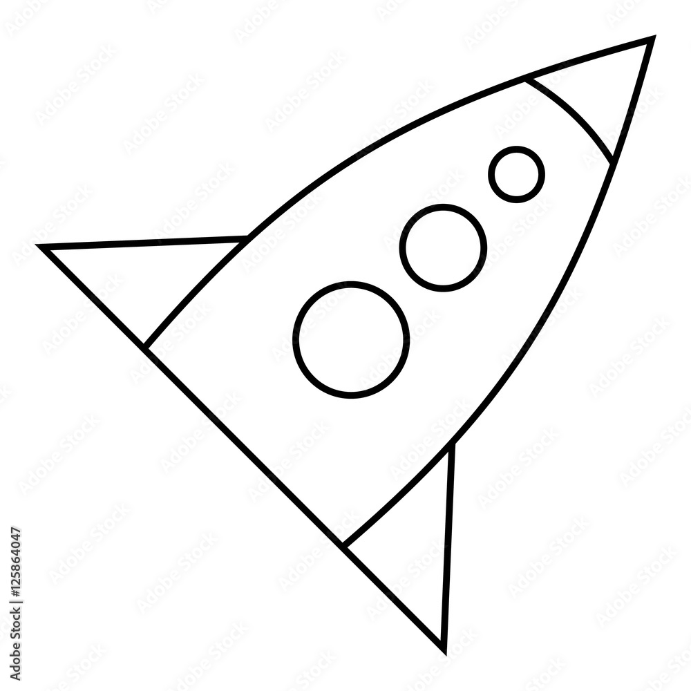 Aufkleber rocket with three portholes icon. outline illustration of rocket with three portholes vector icon fo