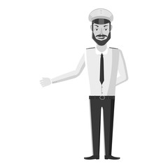 Captain of ship icon. Gray monochrome illustration of captain of ship vector icon for web