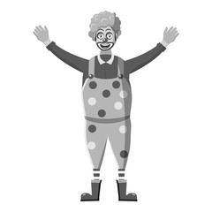 Clown icon. Gray monochrome illustration of clown vector icon for web