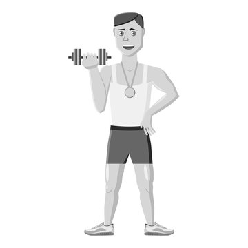 Athlete icon. Gray monochrome illustration of athlete vector icon for web