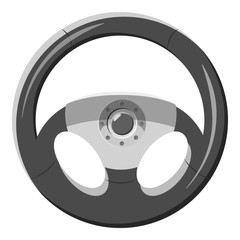 Car rudder icon. Gray monochrome illustration of car rudder vector icon for web