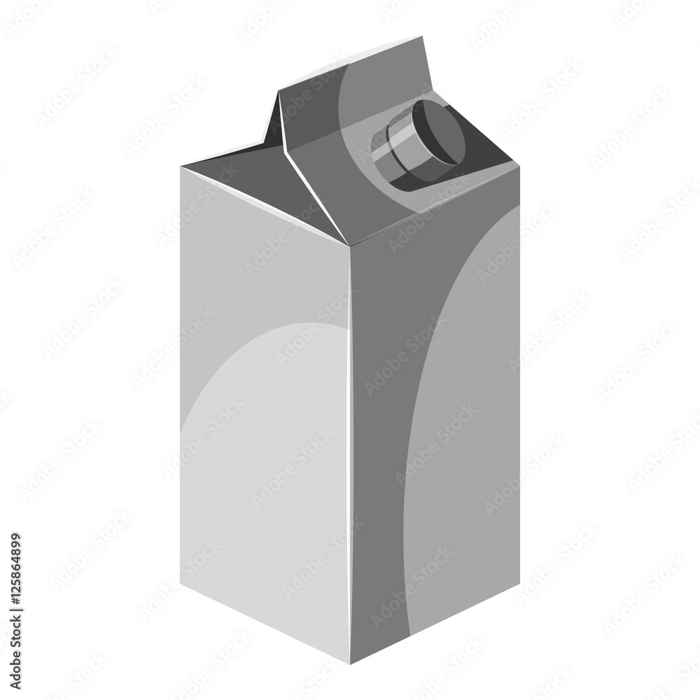 Poster box for juice with lid icon. gray monochrome illustration of box for juice with lid vector icon for 