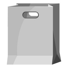 Paper bag icon. Gray monochrome illustration of paper bag vector icon for web