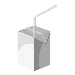 Box for juice icon. Gray monochrome illustration of box for juice vector icon for web