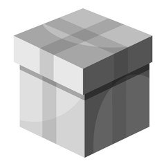 Box with lid icon. Gray monochrome illustration of box with lid vector icon for web