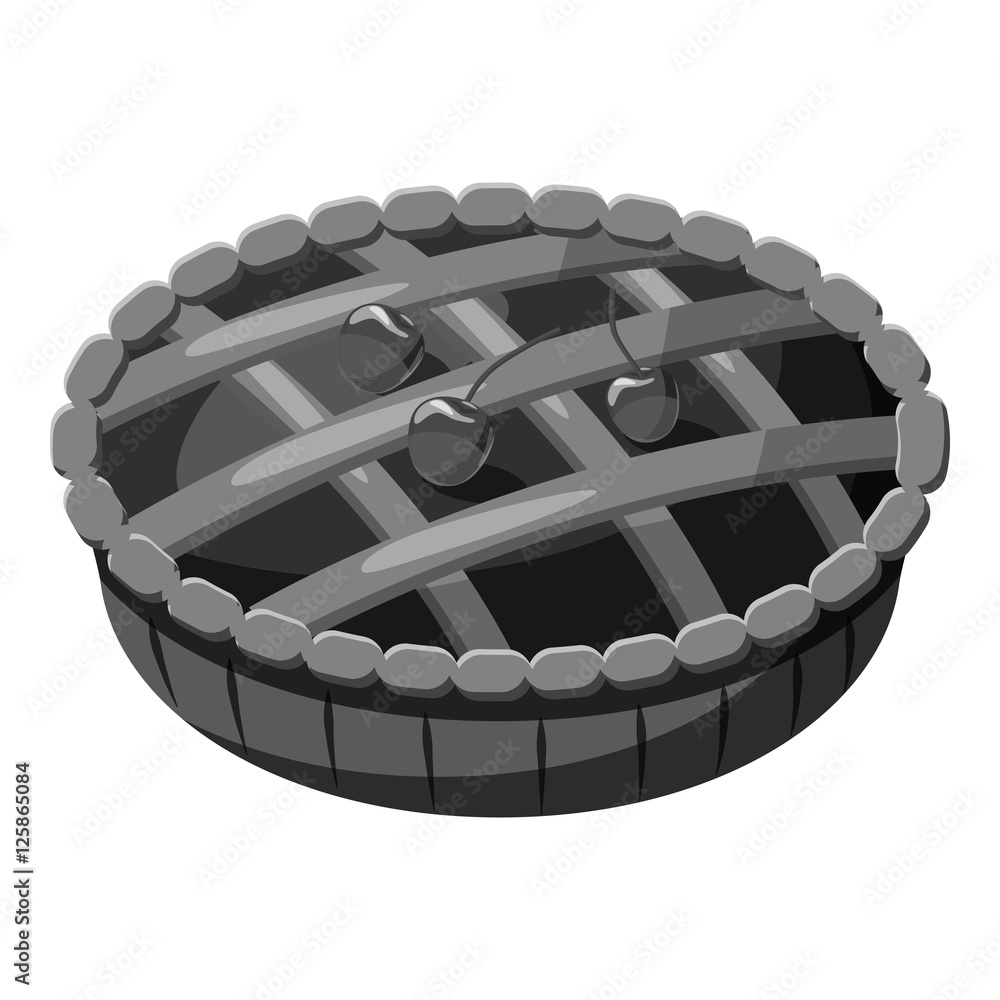 Poster pie with lattice top icon. gray monochrome illustration of pie with lattice top vector icon for web