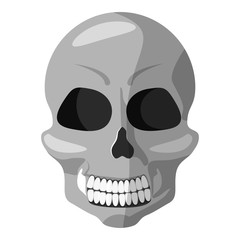 Human skull icon. Gray monochrome illustration of human skull vector icon for web