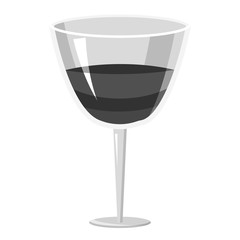 Glass of wine icon. Gray monochrome illustration of glass of wine vector icon for web