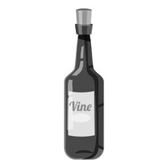 Wine bottle icon. Gray monochrome illustration of wine bottle vector icon for web