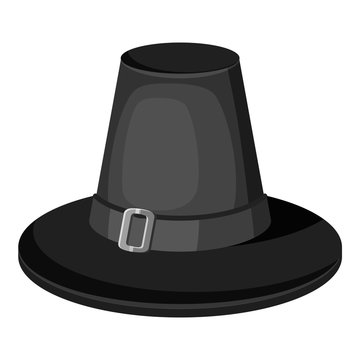 Pilgrim hat icon. Gray monochrome illustration of pilgrim vector icon for web