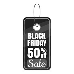 Black Friday sale tag icon. Gray monochrome illustration of Black Friday sale tag vector icon for web