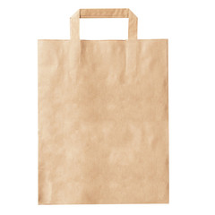 Blank brown paper bag isolated on white background