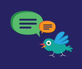 Cute Cartoon Bird with Speech Bubbles