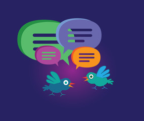 Cute Cartoon Bird with Speech Bubbles