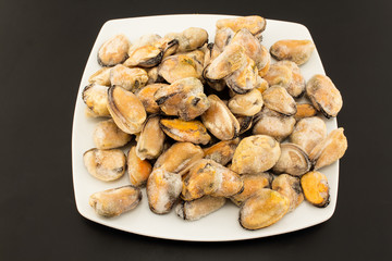 Frozen Mussels on a Plate