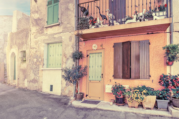View of streets in the old town with retro vintage style effect