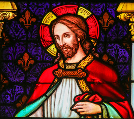 Obraz na płótnie Canvas Jesus Christ - Stained Glass in Mechelen Cathedral