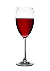Glass of red wine isolated on white