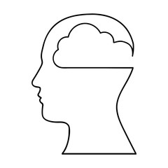 human head silhouette with cloud icon image icon image vector illustration design 