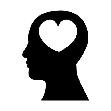 heart cartoon inside human head  icon image vector illustration design 