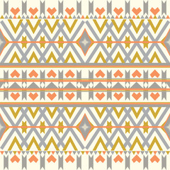 Aztec seamless pattern on pastel background. Ethnic abstract geometric texture. Hand drawn navajo fabric. Used for wallpaper, web page background, fabric, paper, postcards.