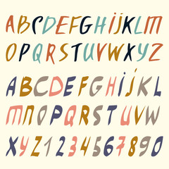 Vector alphabet. Hand drawn letters. Letters of the alphabet written with a brush. ABC Painted Letters.