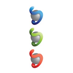 3D sphere letter D logo