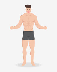 Fototapeta premium fitness muscular healthy man stand and smile on light background