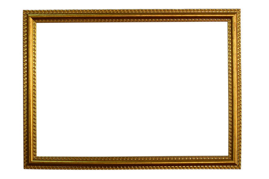 Gold picture frame isolated on a white background.