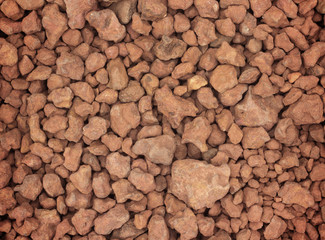 Closeup of brown stone pebbles