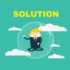 Meditating Businessman. Business Concept Cartoon Illustration