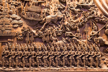 Art of wood carving details threads is character mythology. Striped Thailand style