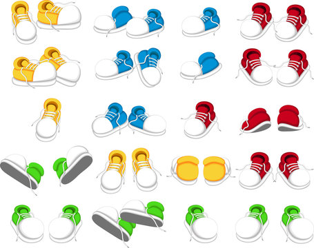 collection of shoes cartoon
