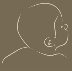 Young child profile outline cartoon looking up