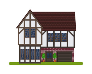 Tudor house vector - 125873674