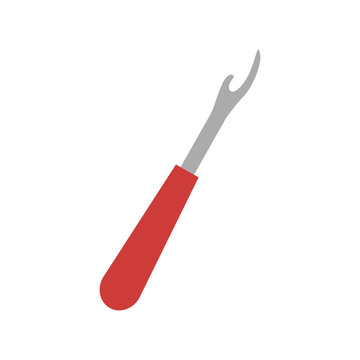 seam ripper tool icon with red handle over white background. tailor shop design. vector illustration