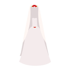 wedding bride dress with decorative roses over white background. vector illustration