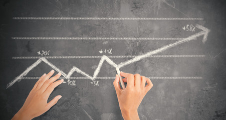 Businesswoman and statistics trend