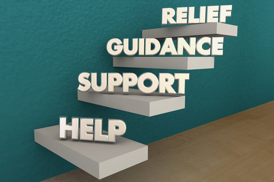 Help Support Guidance Relief Steps Words 3d Illustration