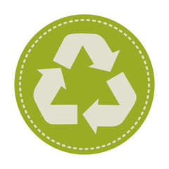 green circle with recycle arrows symbols over white background. vector illustration