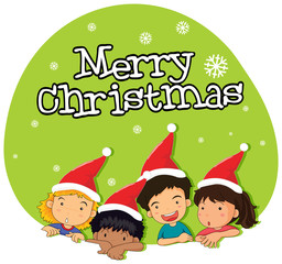 Christmas theme with kids in red hat