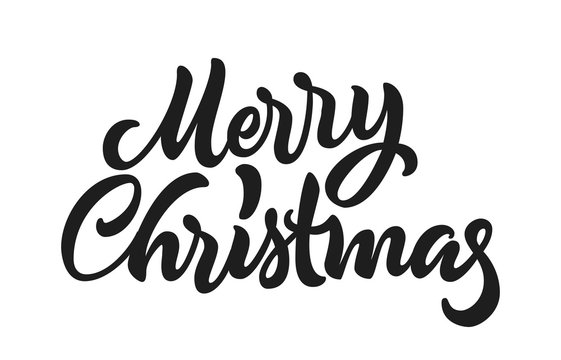 Merry Christmas calligraphic hand drawn lettering, beautiful isolated element