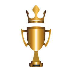 gold trophy cup icon over white background. vector illustration